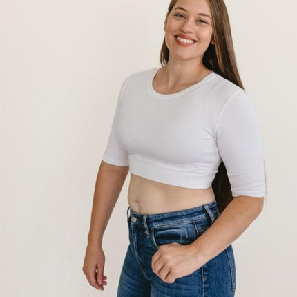 Crew Neck Elbow Sleeve Halftee