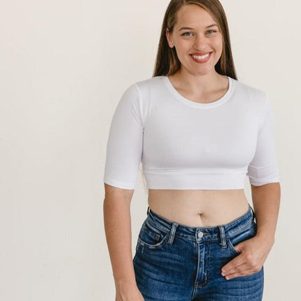 Crew Neck Elbow Sleeve Halftee