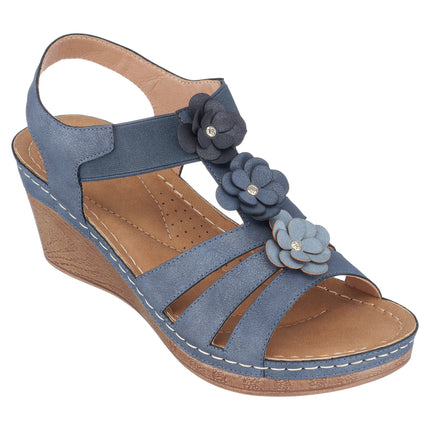 Beck Navy Wedge Sandals