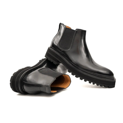 Black Leather Platform Chelsea