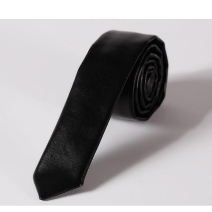 Black Leather Skinny Tie