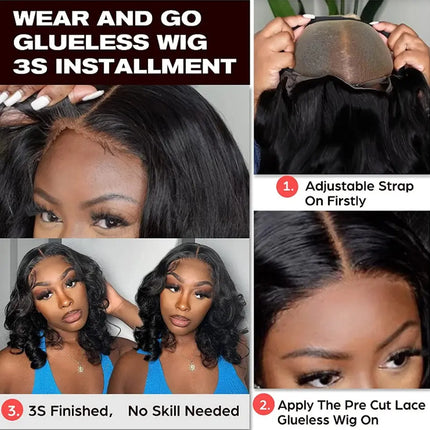 Body Wave | 13X4 Transparent Lace | Ready To Wear | PrePlucked  | Glueless | Ready To Go  | Short Bob | Human Hair Wigs