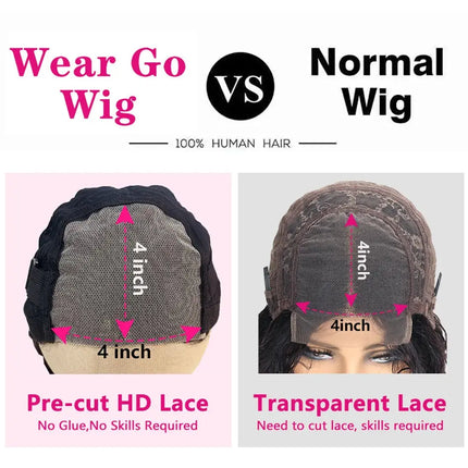 Body Wave | 13X4 Transparent Lace | Ready To Wear | PrePlucked  | Glueless | Ready To Go  | Short Bob | Human Hair Wigs