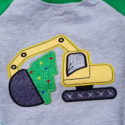 Construction Christmas Tree Boy Onesie