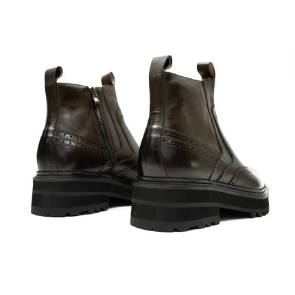 Brown Brogue Leather Chelsea Boots