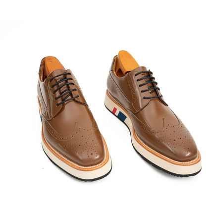 Brown Brogue Shoes with Colorful Sole