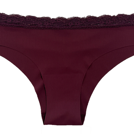 Laser Cut Rib Cheeky with Lace Waist, XS-2X