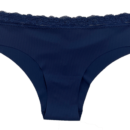 Laser Cut Rib Cheeky with Lace Waist, XS-2X