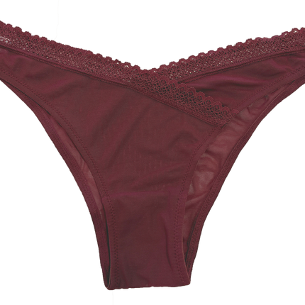 V-Front Mesh Cheeky with Lace, XS-2X