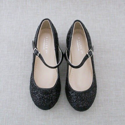 Rock Glitter Mary Jane with Glitter Heels for Girls