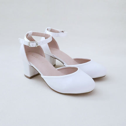 Girls Satin Block Heel