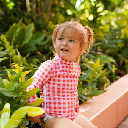 Lola One Piece Kids Swimsuit - Guava Gingham