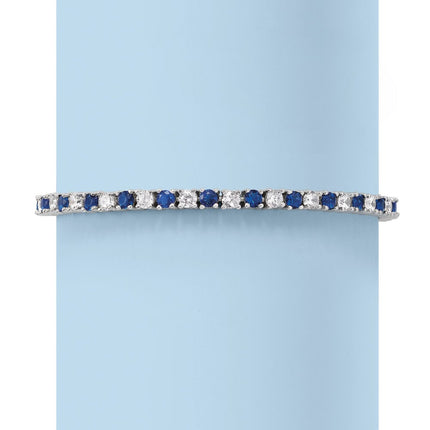 6ctw Created White & Blue Sapphire Tennis Bracelet in 14K Gold Overlay – 7.25”