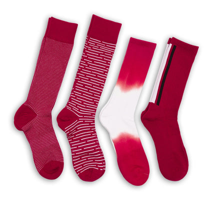 Cardinal / White Mixed Socks 4 Pack -B