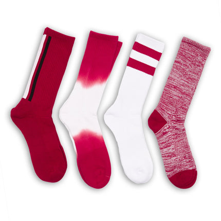 Cardinal / White Mixed Socks 8 Pack