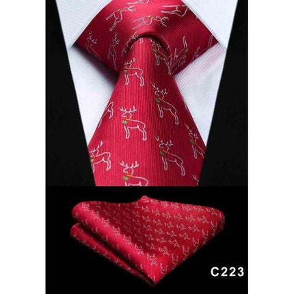 Christmas Holiday Collection Silk 3.4" Wide Neckties & Handkerchiefs