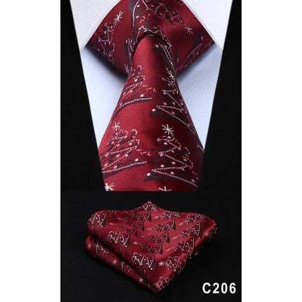Christmas Holiday Collection Silk 3.4" Wide Neckties & Handkerchiefs