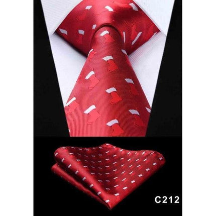 Christmas Holiday Collection Silk 3.4" Wide Neckties & Handkerchiefs