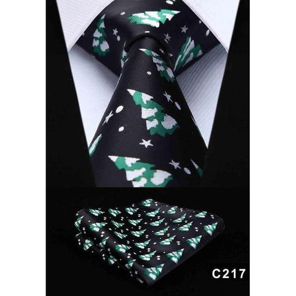 Christmas Holiday Collection Silk 3.4" Wide Neckties & Handkerchiefs