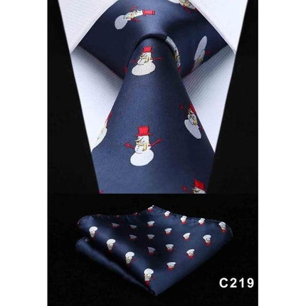Christmas Holiday Collection Silk 3.4" Wide Neckties & Handkerchiefs