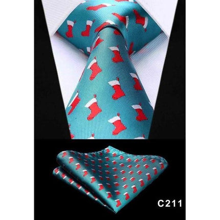 Christmas Holiday Collection Silk 3.4" Wide Neckties & Handkerchiefs