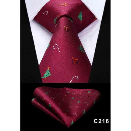 Christmas Holiday Collection Silk 3.4" Wide Neckties & Handkerchiefs