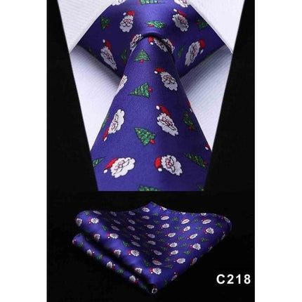 Christmas Holiday Collection Silk 3.4" Wide Neckties & Handkerchiefs