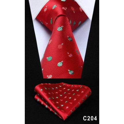 Christmas Holiday Collection Silk 3.4" Wide Neckties & Handkerchiefs
