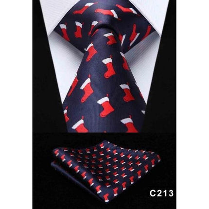 Christmas Holiday Collection Silk 3.4" Wide Neckties & Handkerchiefs