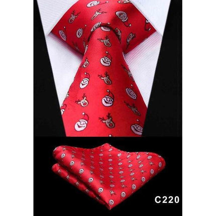 Christmas Holiday Collection Silk 3.4" Wide Neckties & Handkerchiefs