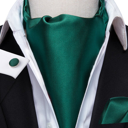 Colorful Silk Ascot/Cravat Tie, Handkerchief & Cufflinks Set