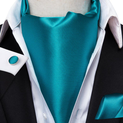 Colorful Silk Ascot/Cravat Tie, Handkerchief & Cufflinks Set