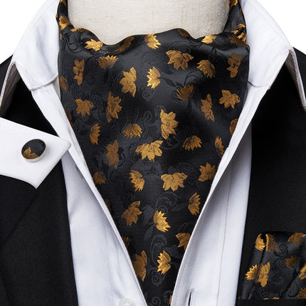 Colorful Silk Ascot/Cravat Tie, Handkerchief & Cufflinks Set