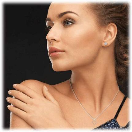 Crystal Heart Necklace with Cubic Zirconia Stones