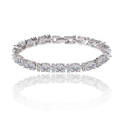Cubic Zirconia Tennis Bracelet with Oval and Round Cut AAA+ Cubic Zirconia