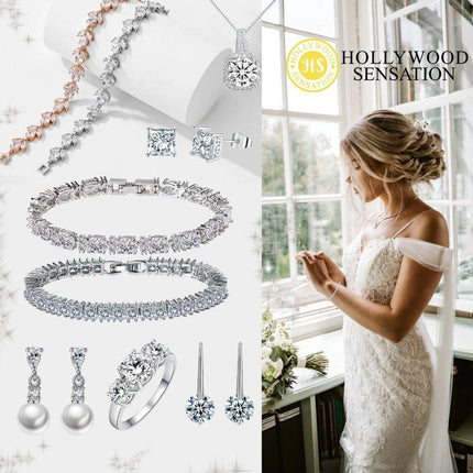 Cubic Zirconia Tennis Bracelet with AAA+ Cubic Marquise Sapphire Cubic Zirconia