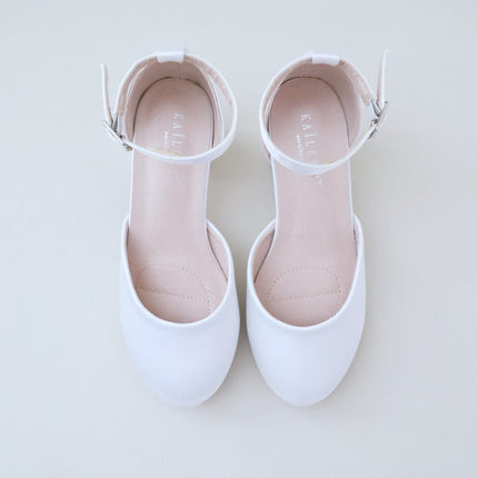 Girls Satin Block Heel