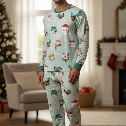 Purr The Halls (Men's Long Sleeve PJ)