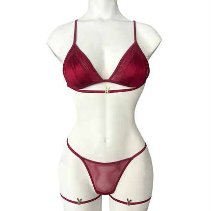 LINGERIE SET IN RED WINE