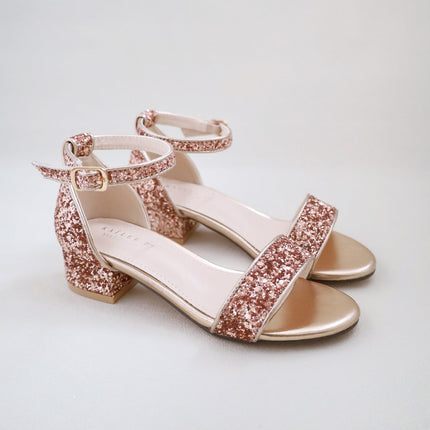 Rock Glitter Low Block Heel Girls Sandals