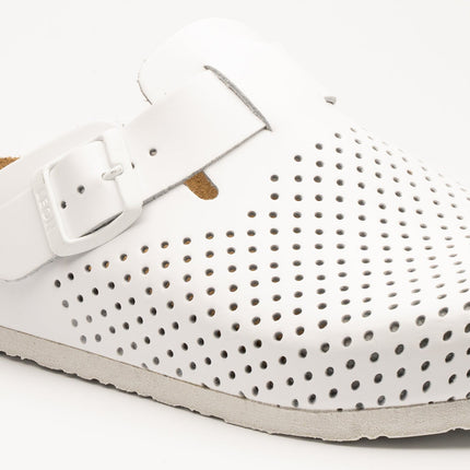 Bjorn by LEON- Men’s Leather Clogs – Breathable Perforated Slip-On Shoes with Cork Style Footbed