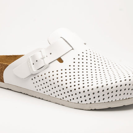 Bjorn by LEON- Men’s Leather Clogs – Breathable Perforated Slip-On Shoes with Cork Style Footbed