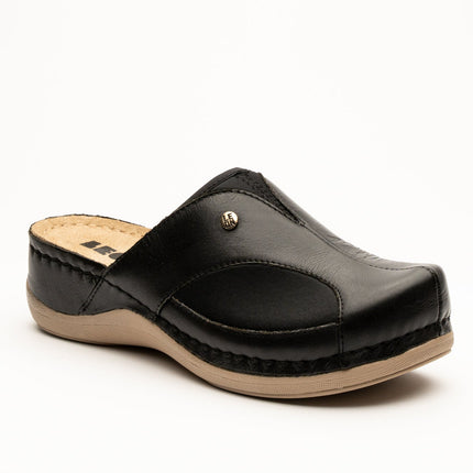 Aria I by LEON- Women’s Leather Clog- Twin Elastic Side Panels for Bunion Relief