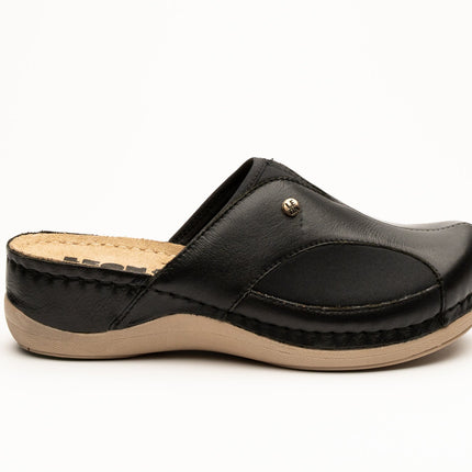 Aria I by LEON- Women’s Leather Clog- Twin Elastic Side Panels for Bunion Relief