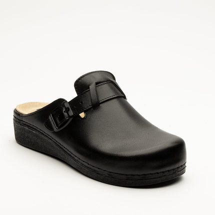 Nora I by LEON – Women’s Leather Clog- Removable Gel Insole & Adjustable Buckle