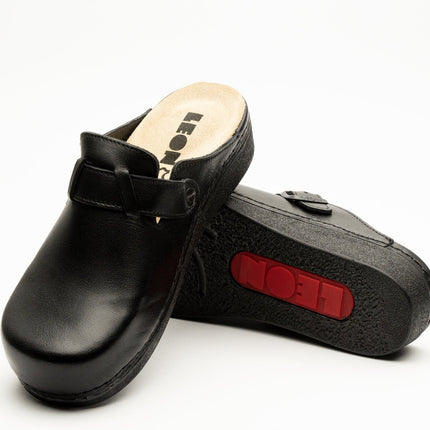 Nora I by LEON – Women’s Leather Clog- Removable Gel Insole & Adjustable Buckle