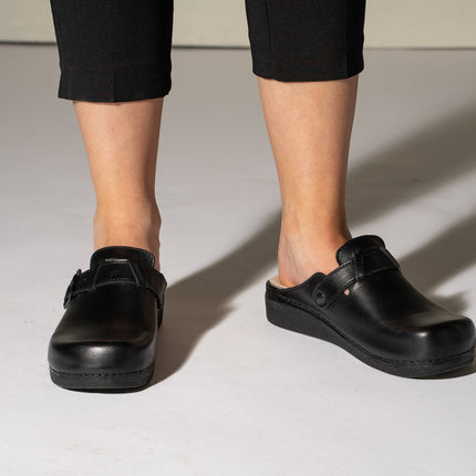 Nora I by LEON – Women’s Leather Clog- Removable Gel Insole & Adjustable Buckle