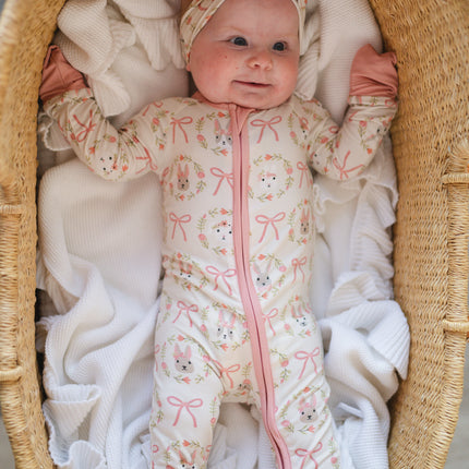 Bows & Bunnies (Convertible Zip Footies)