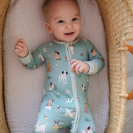 Puppy Egg Hunt (Convertible Zip Footies) - Aquamarine