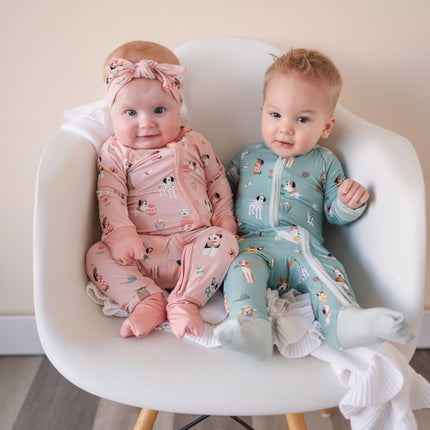 Puppy Egg Hunt (Convertible Zip Footies) - Aquamarine